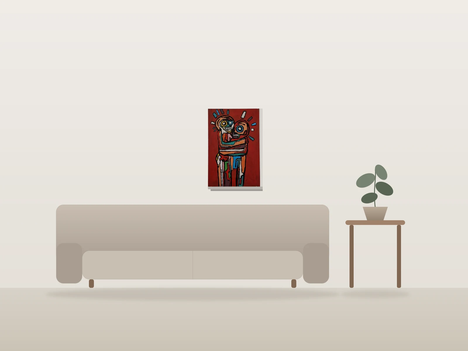 À tes côtés by Naqo shown to scale in a room