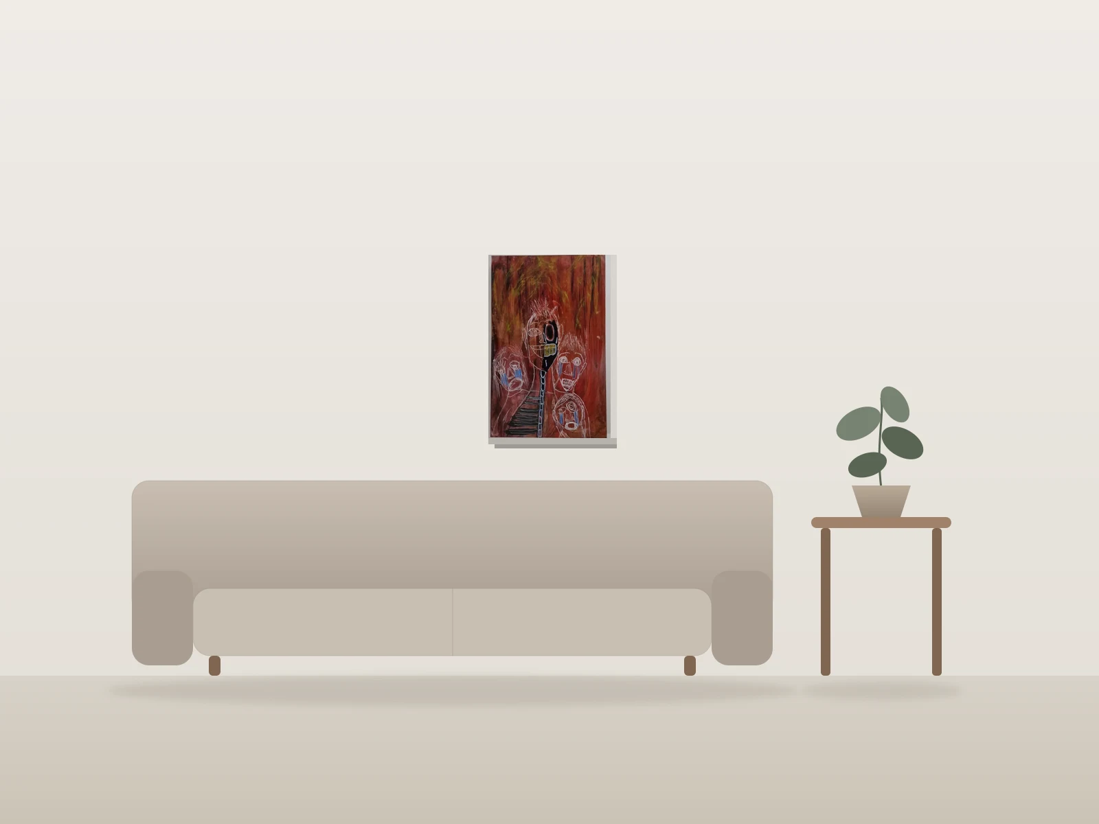 En Famille by Naqo shown to scale in a room