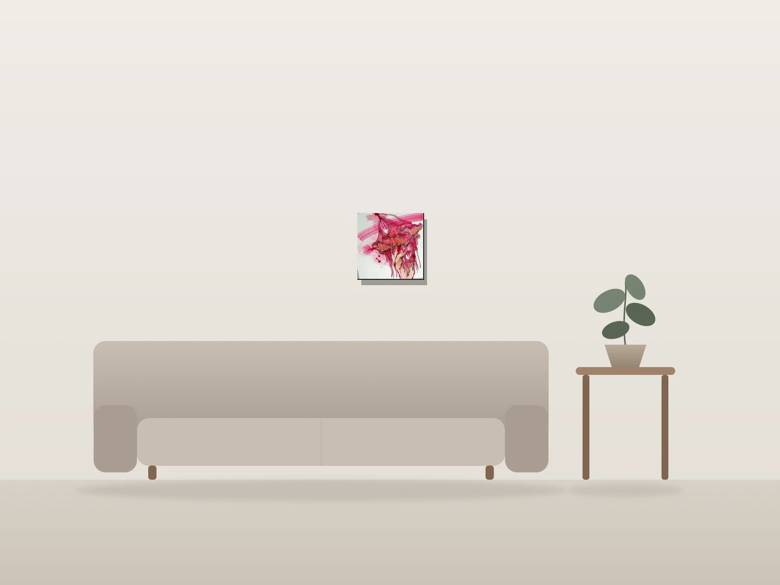 Sève by sofi shown to scale in a room