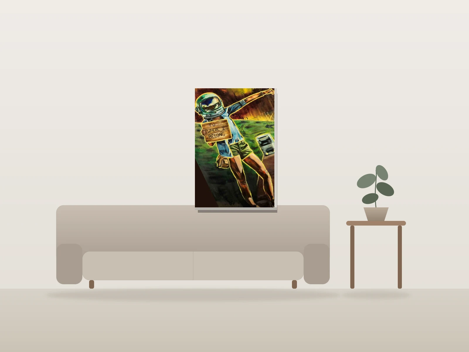 OÙ J'APPARTIENS by Caroline Chrétien Art shown to scale in a room