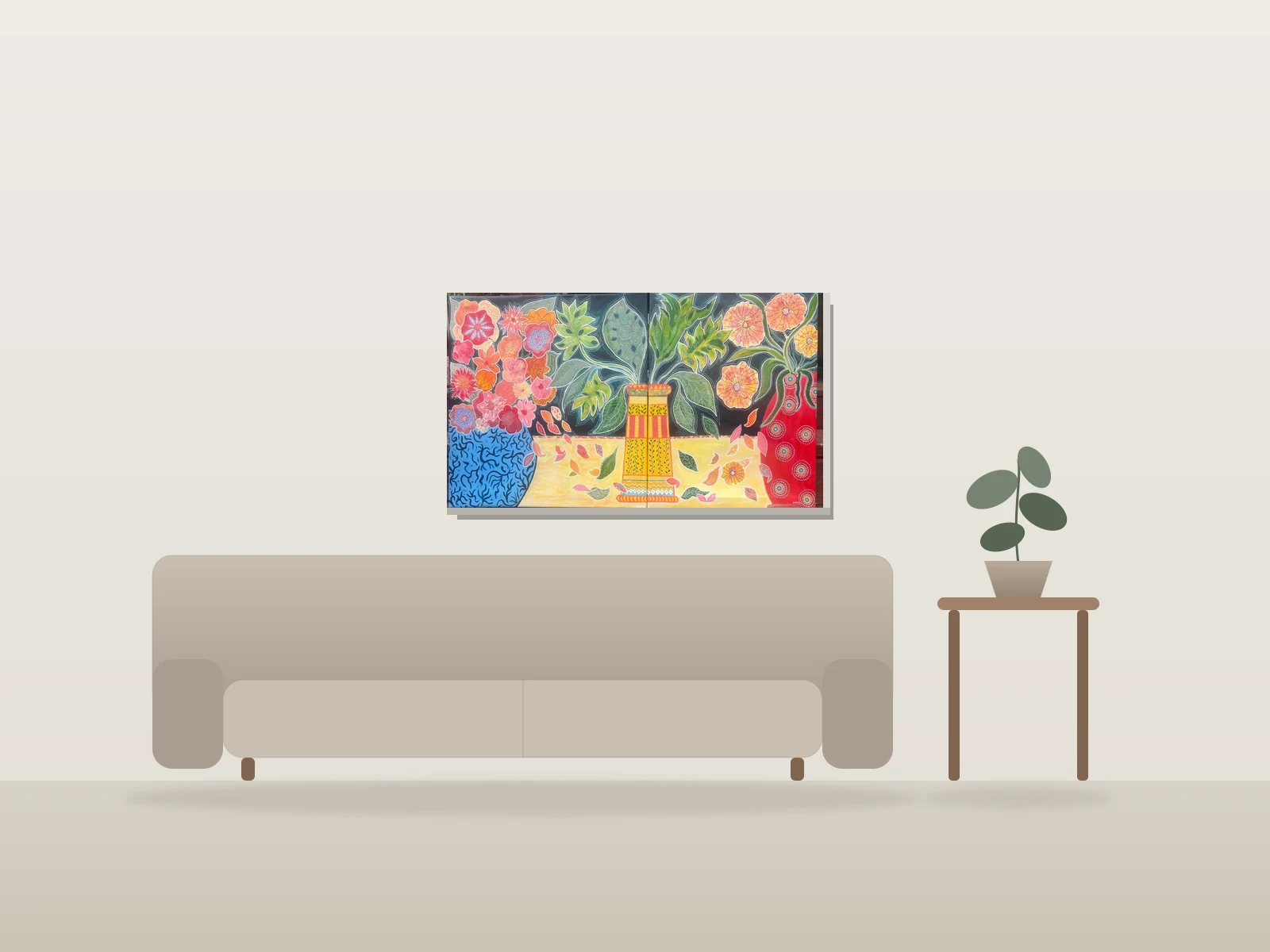 Les bouquets de Kiki by Cath François shown to scale in a room