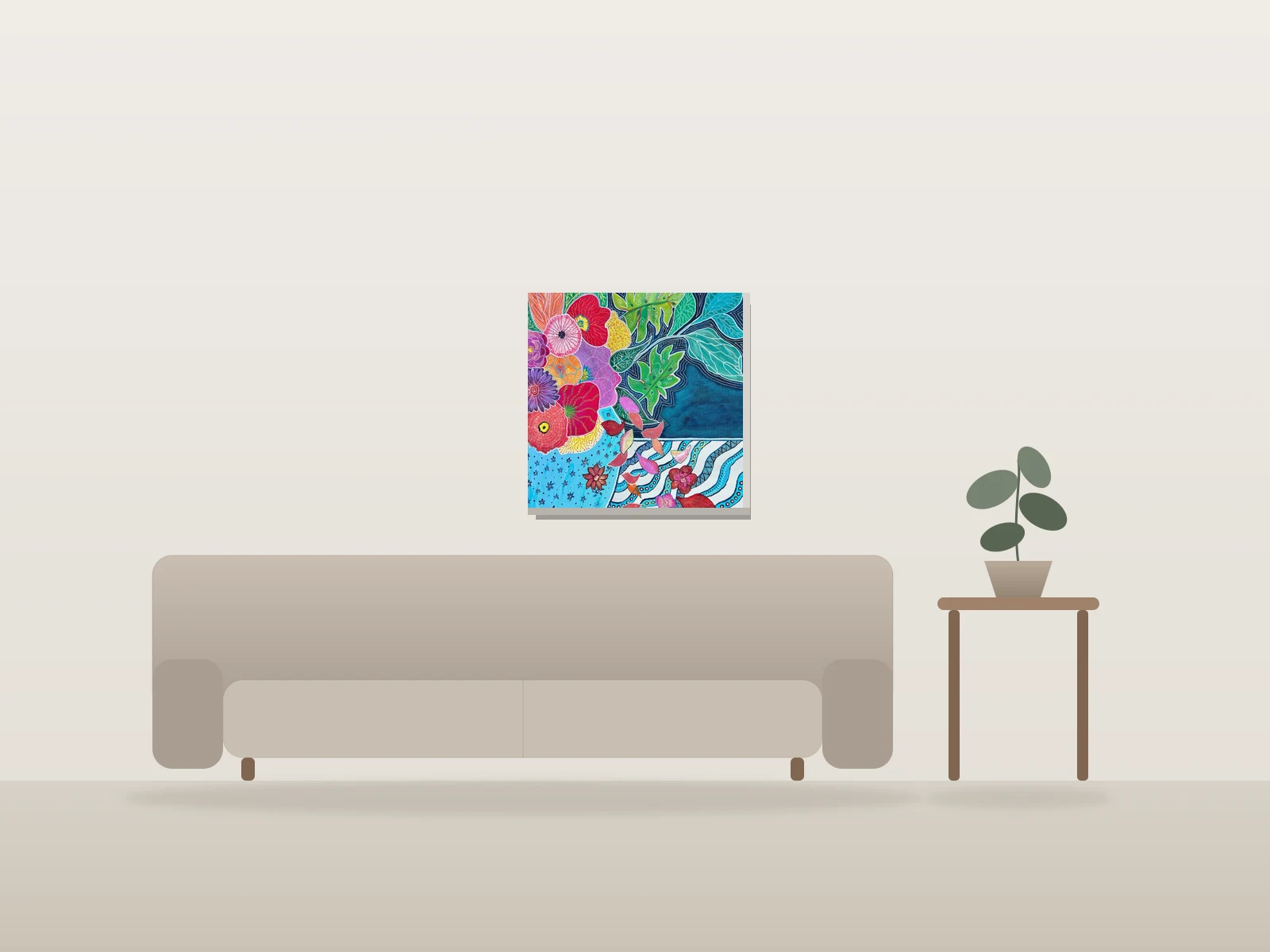 Le bouquet de Ténérife by Cath François shown to scale in a room