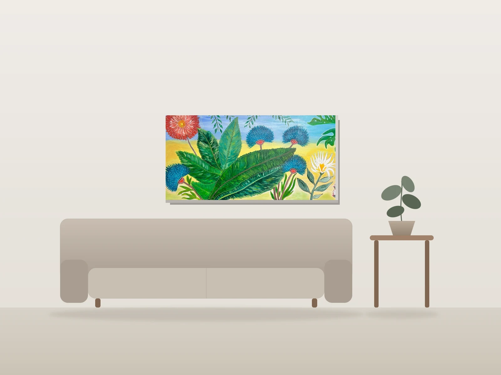 Le jardin de Clo by Cath François shown to scale in a room