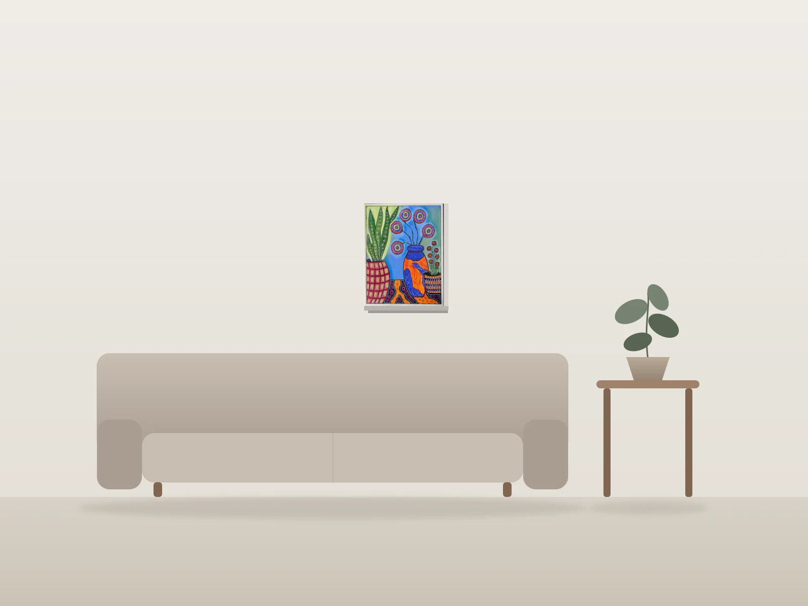 Le vase bleu by Cath François shown to scale in a room