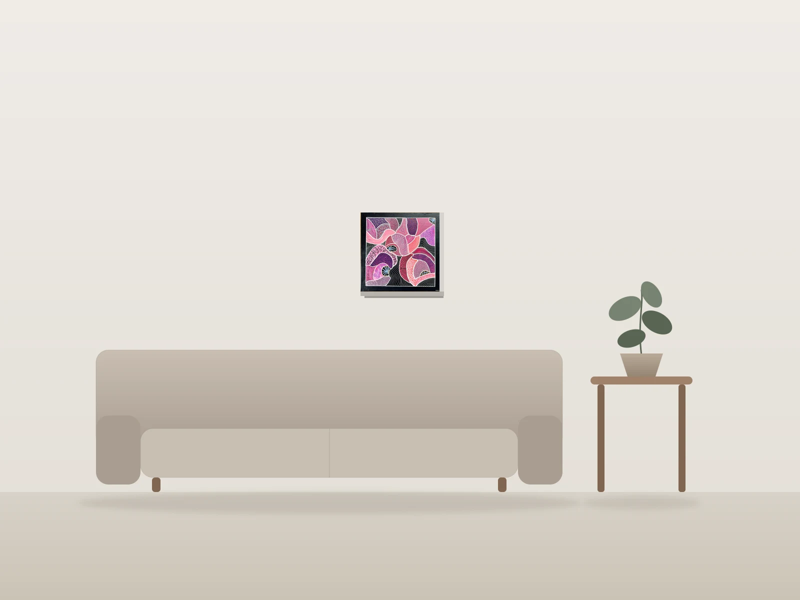 Les coraux by Cath François shown to scale in a room