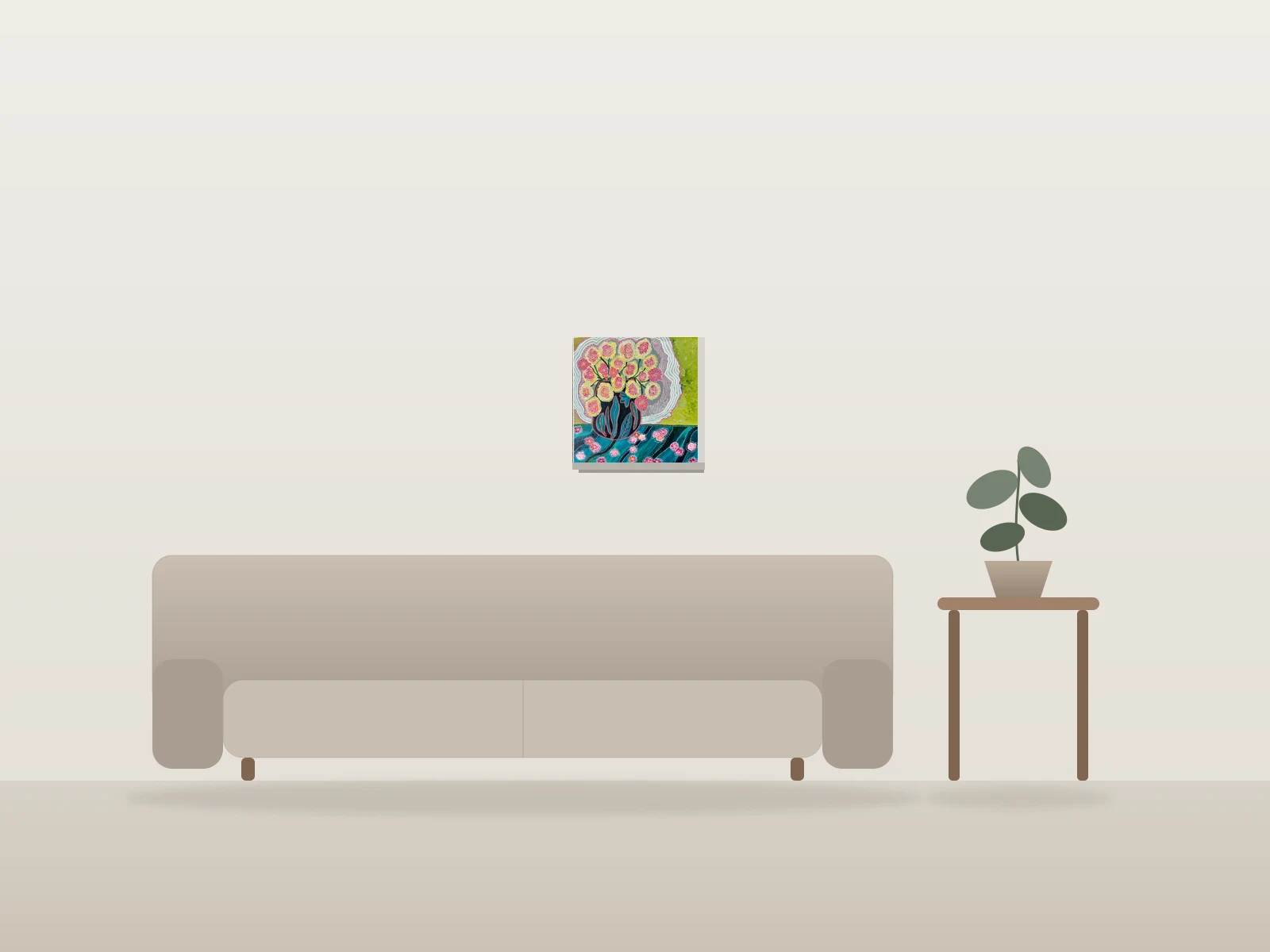 L’aureole by Cath François shown to scale in a room