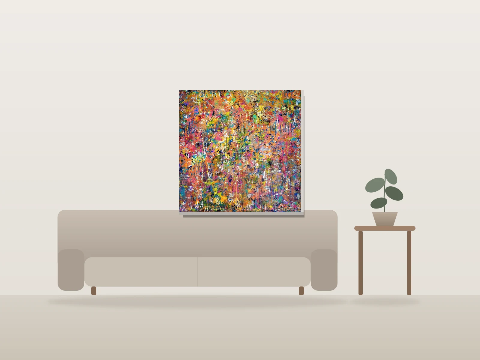Fébrilité by Mattiuzzo shown to scale in a room