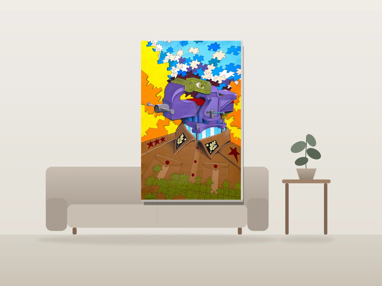 L'Etau Enchanté (The Destroyer of Dreams) by Benoit Charra shown to scale in a room