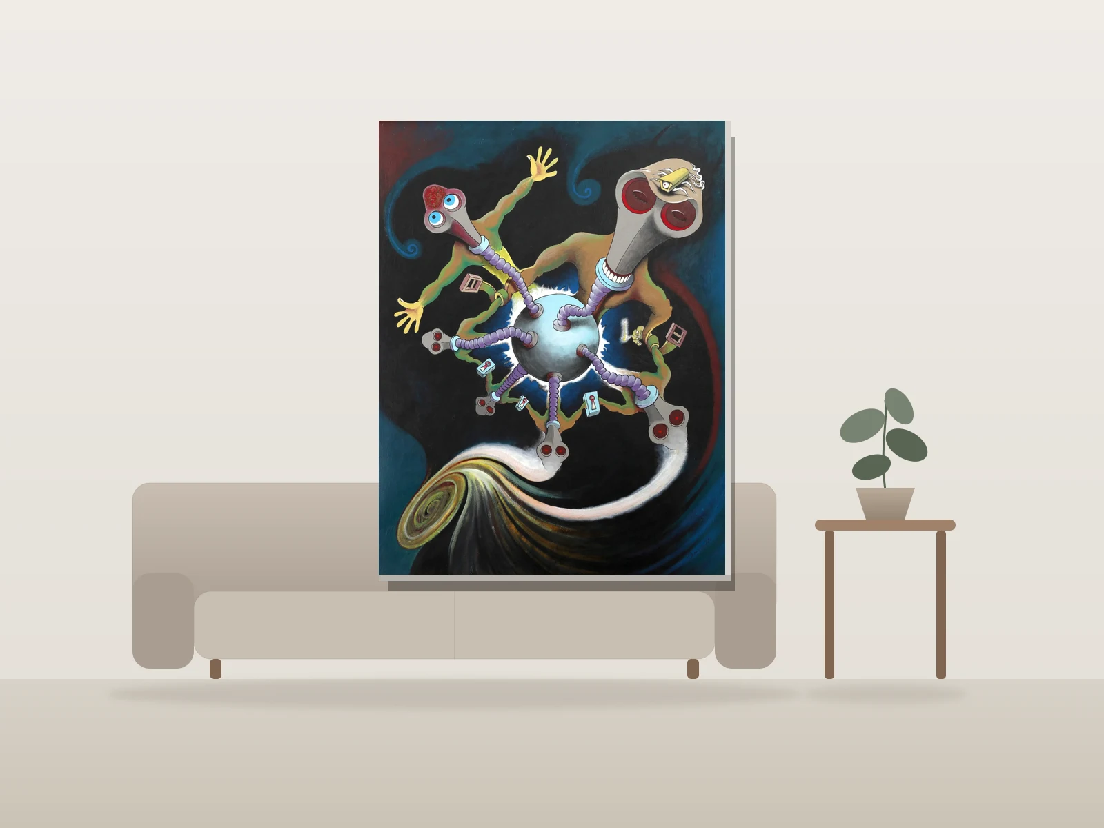 Awakening by Benoit Charra shown to scale in a room