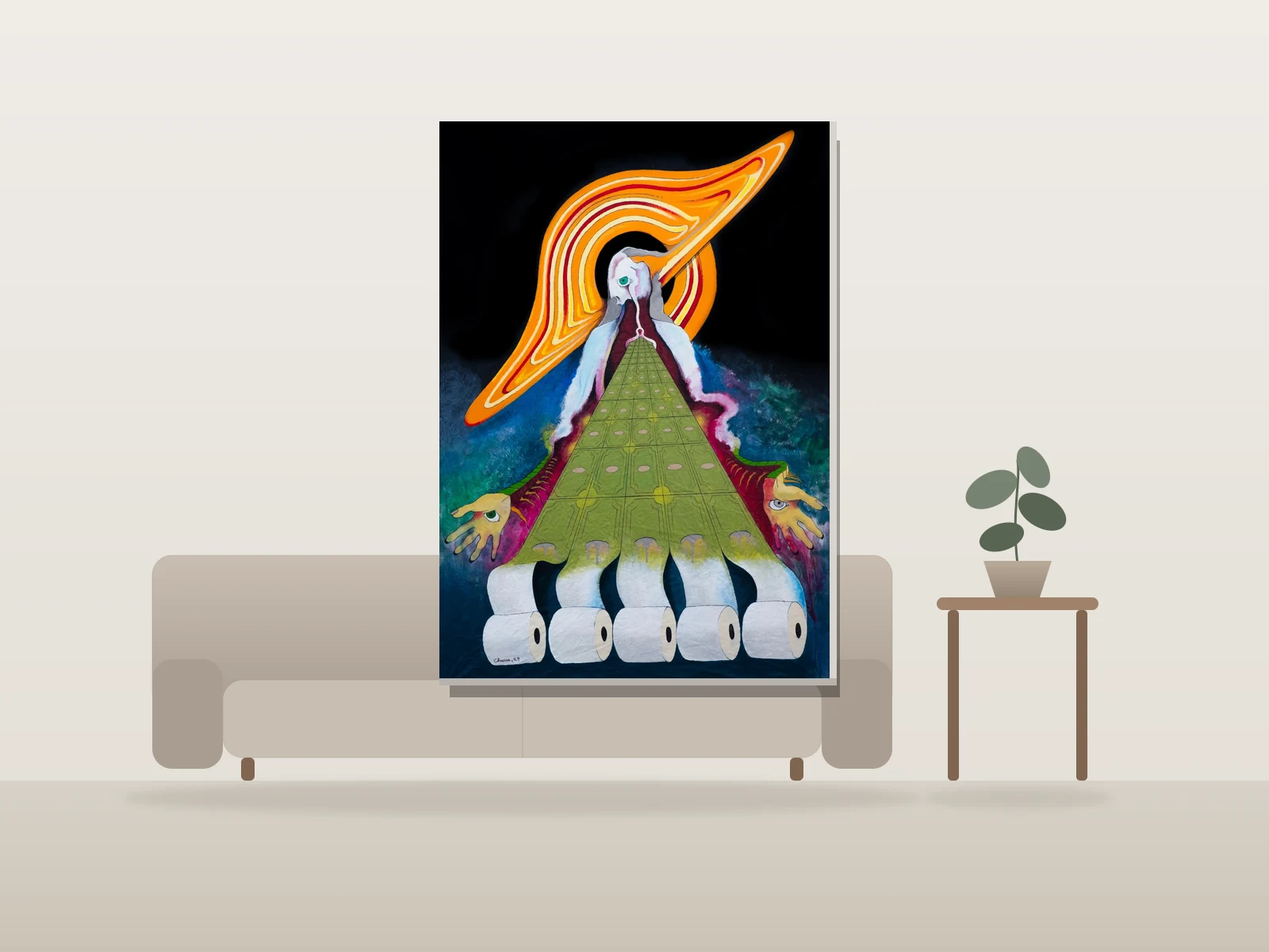 The Goddess of Fiat by Benoit Charra shown to scale in a room