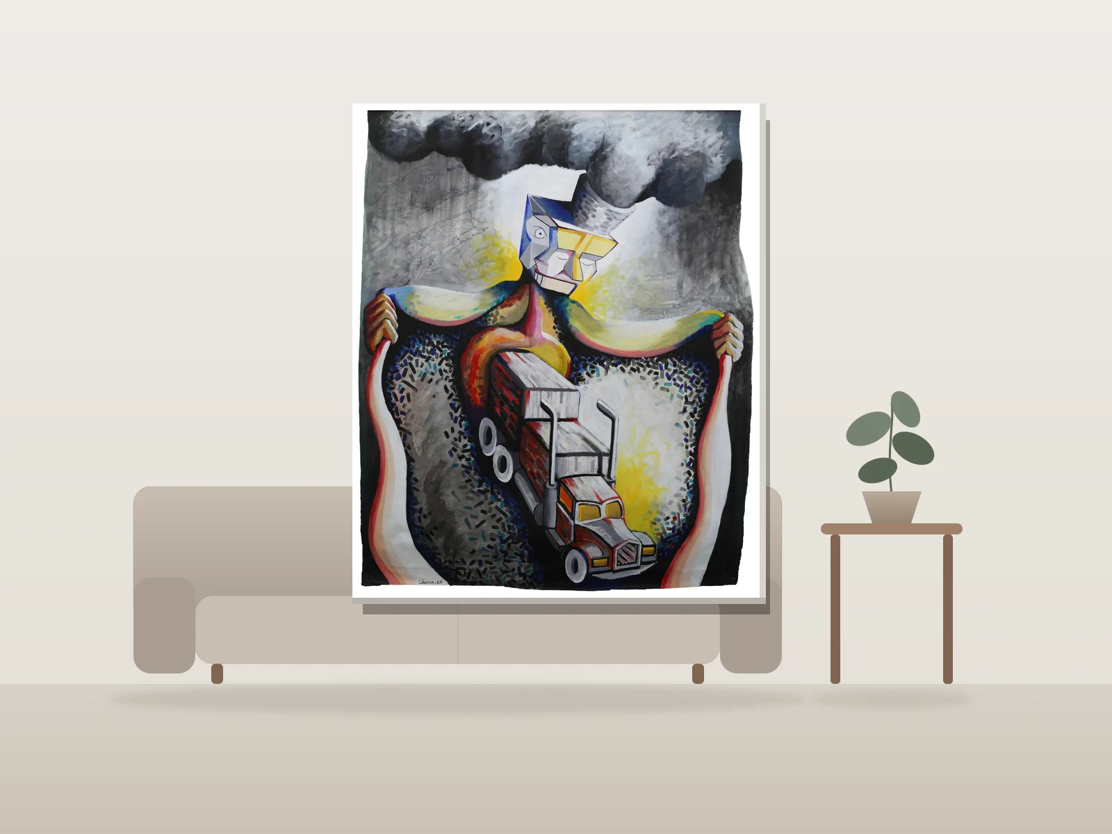 The Goddess of Combustion by Benoit Charra shown to scale in a room