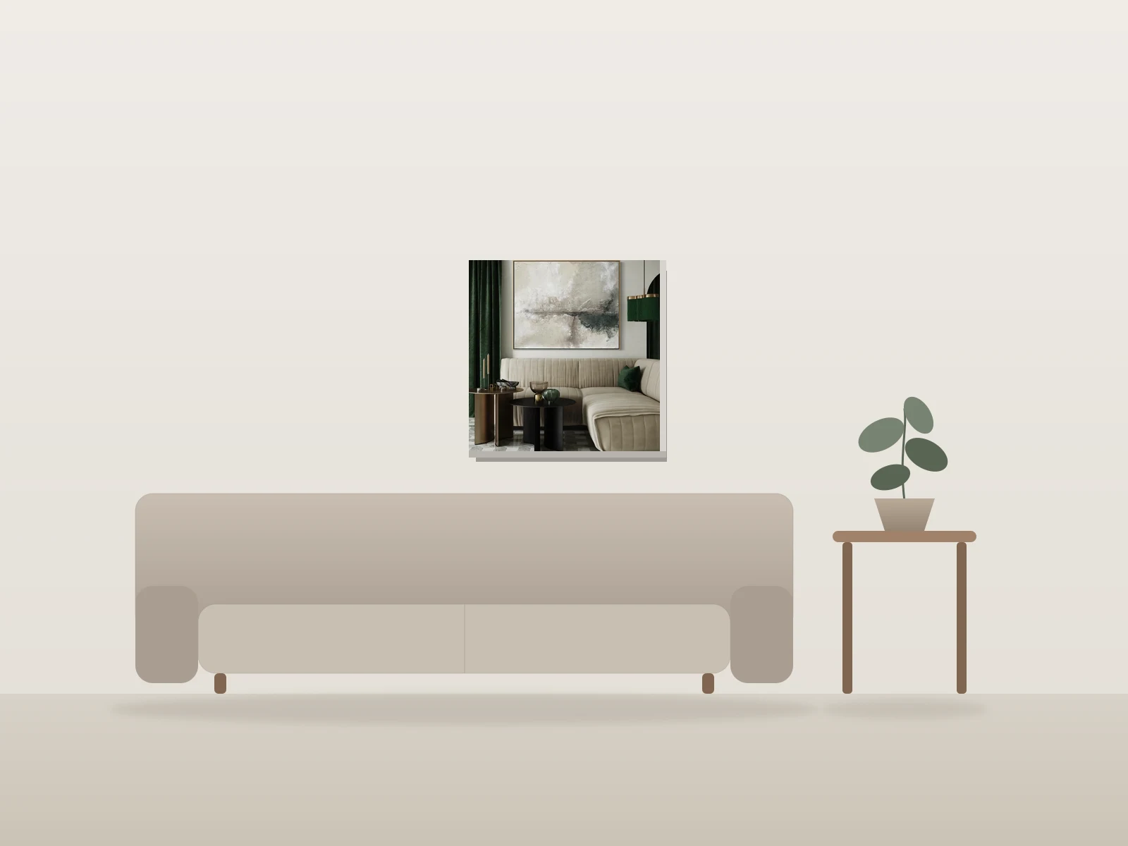 Ce qui se trouve entre nous by Christina Coscia shown to scale in a room