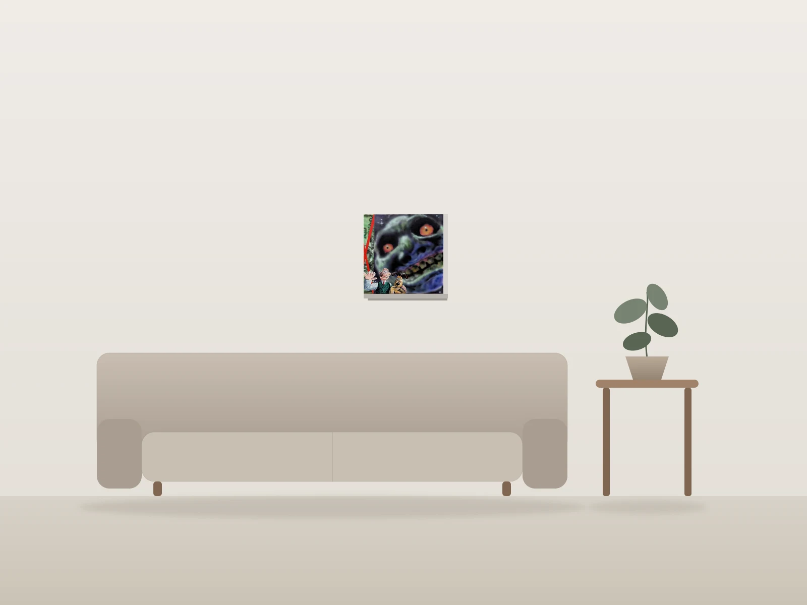 Chase that bread, but settle for cheese by Gabriel Labonté-Pelletier shown to scale in a room