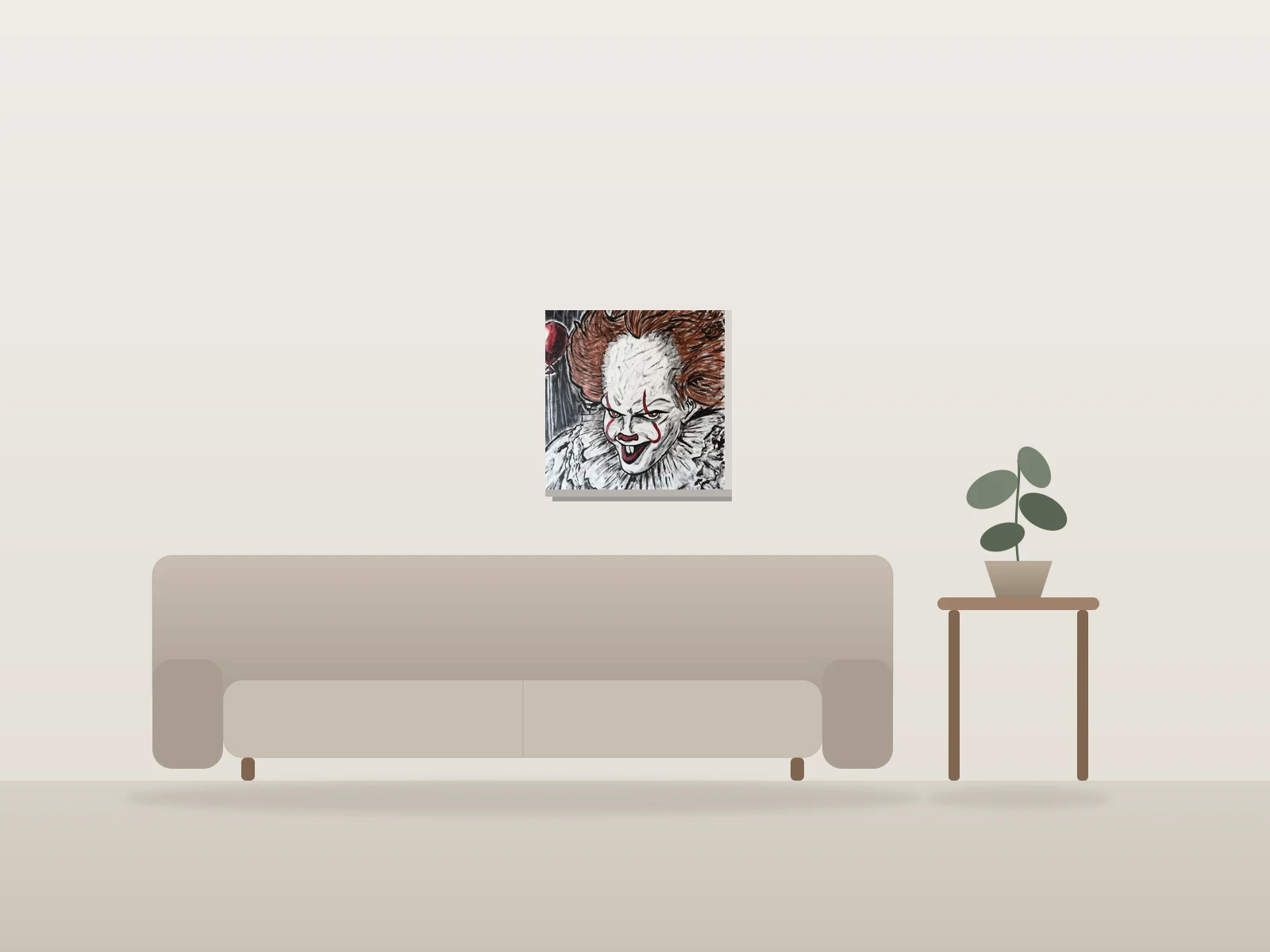 Pennywise by JulZz shown to scale in a room