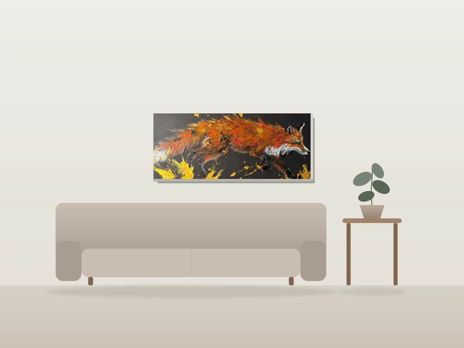 L'ombre rusée by Emy shown to scale in a room