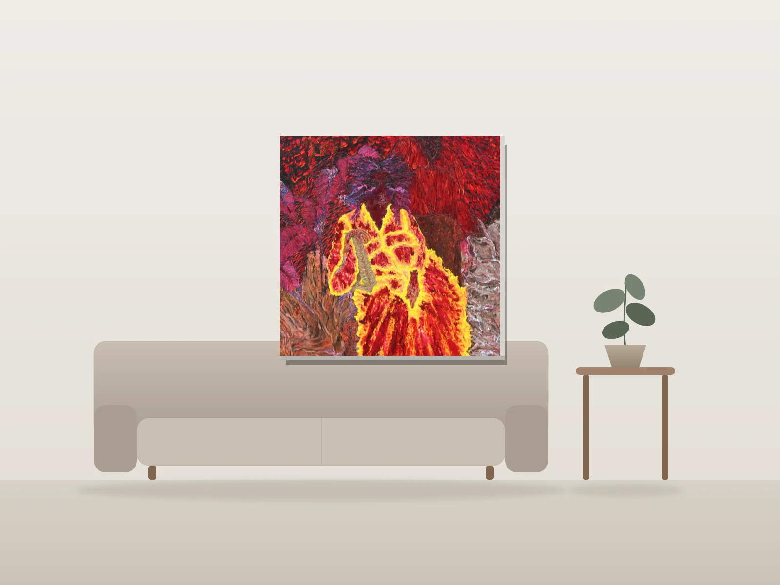 Sage pourpre et Violette d'amour by anniesene shown to scale in a room