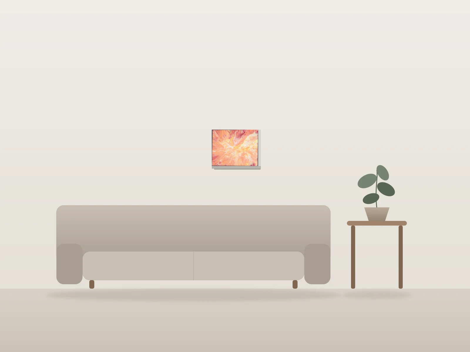 Cœur de feu by Lili shown to scale in a room