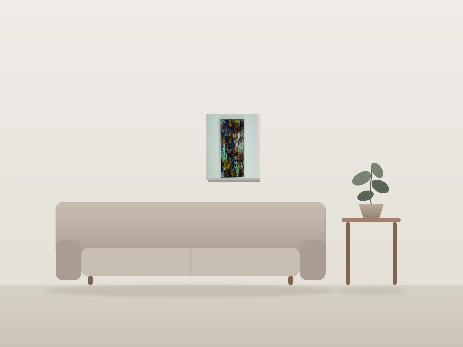 Sans titre by Naqo shown to scale in a room