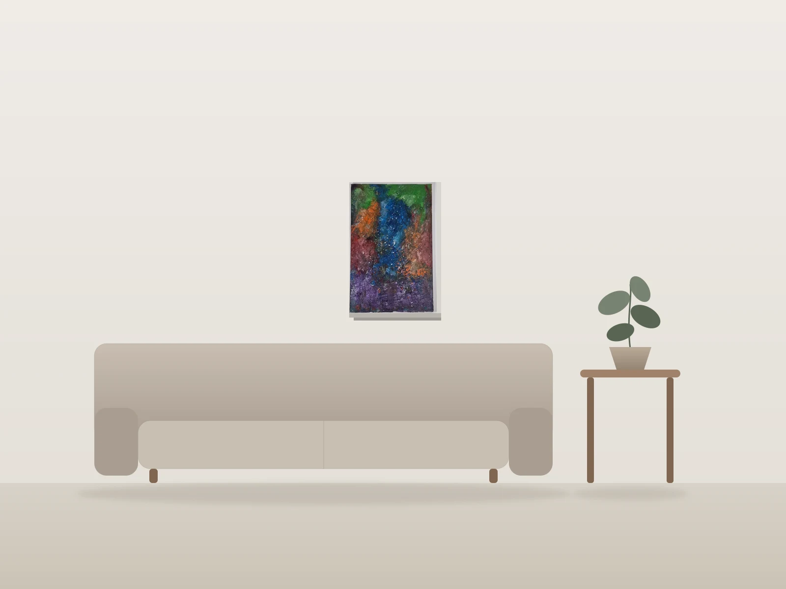 Sans titre by Naqo shown to scale in a room