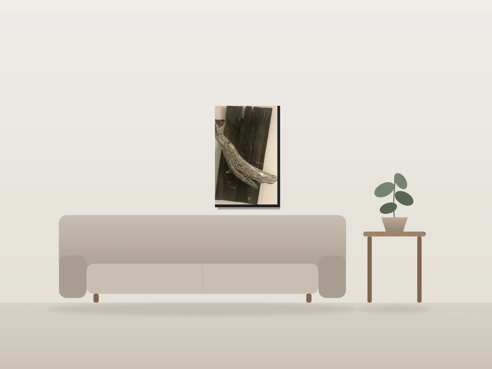Animouk-Moby Dick by Bruno W Tomei shown to scale in a room
