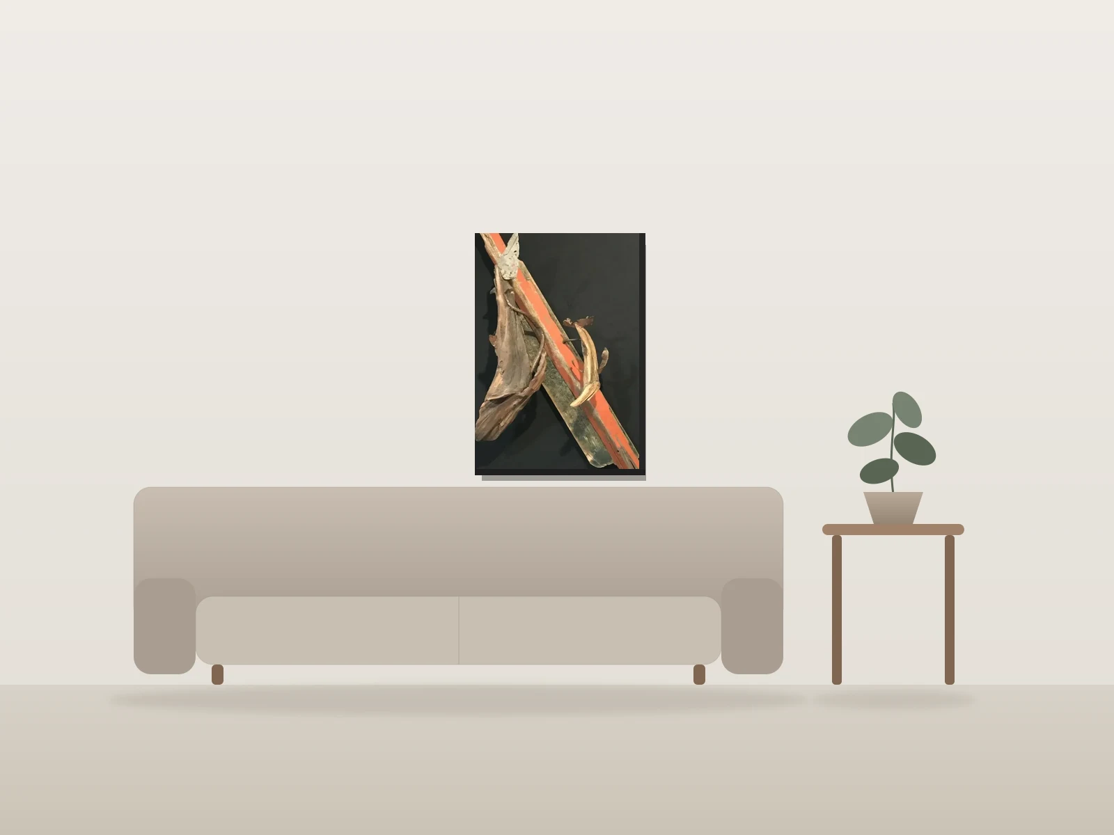 animouk-baleine-tribal by Bruno W Tomei shown to scale in a room