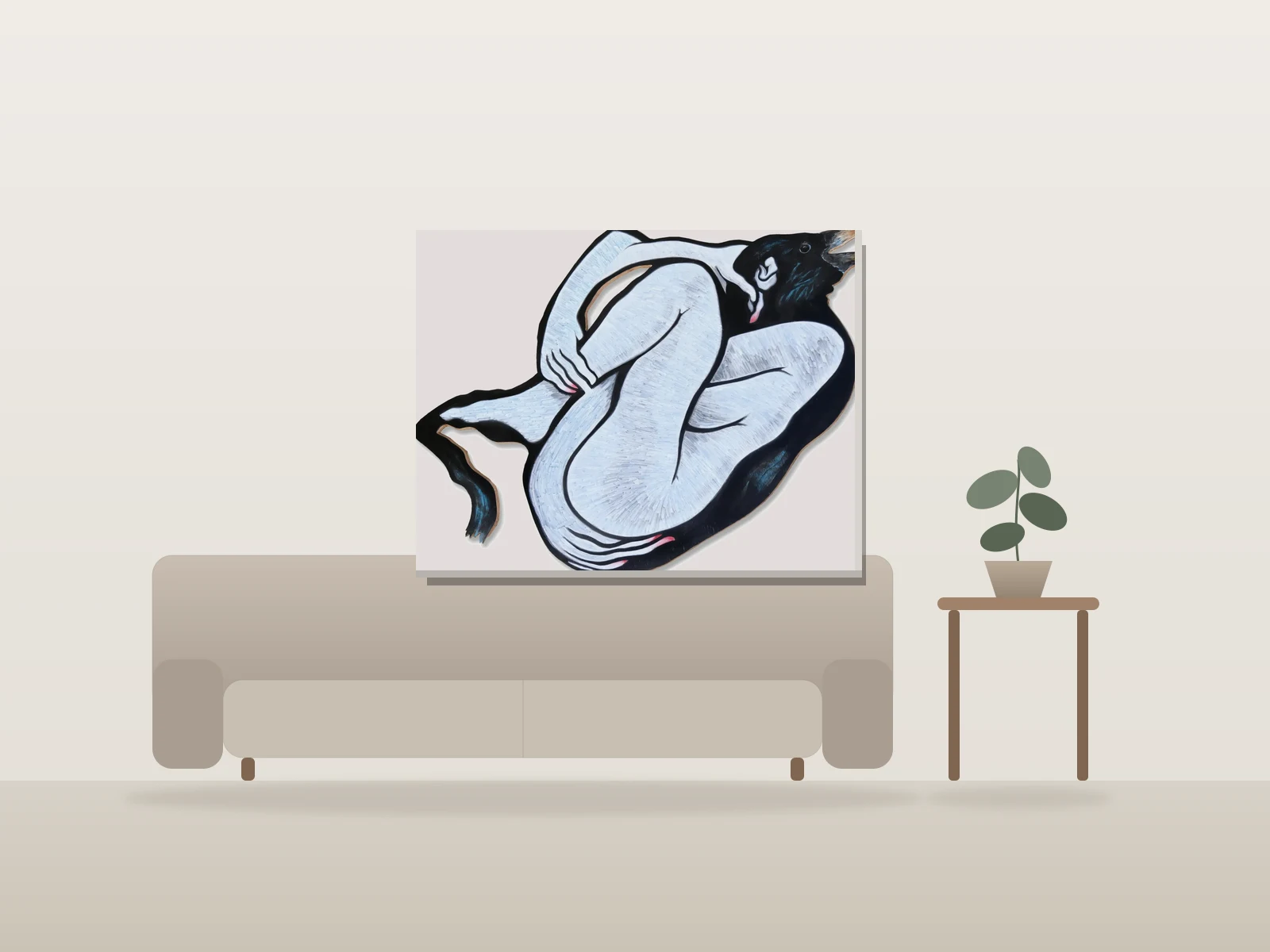 Le Corbeau by Patrick Lamoureux shown to scale in a room