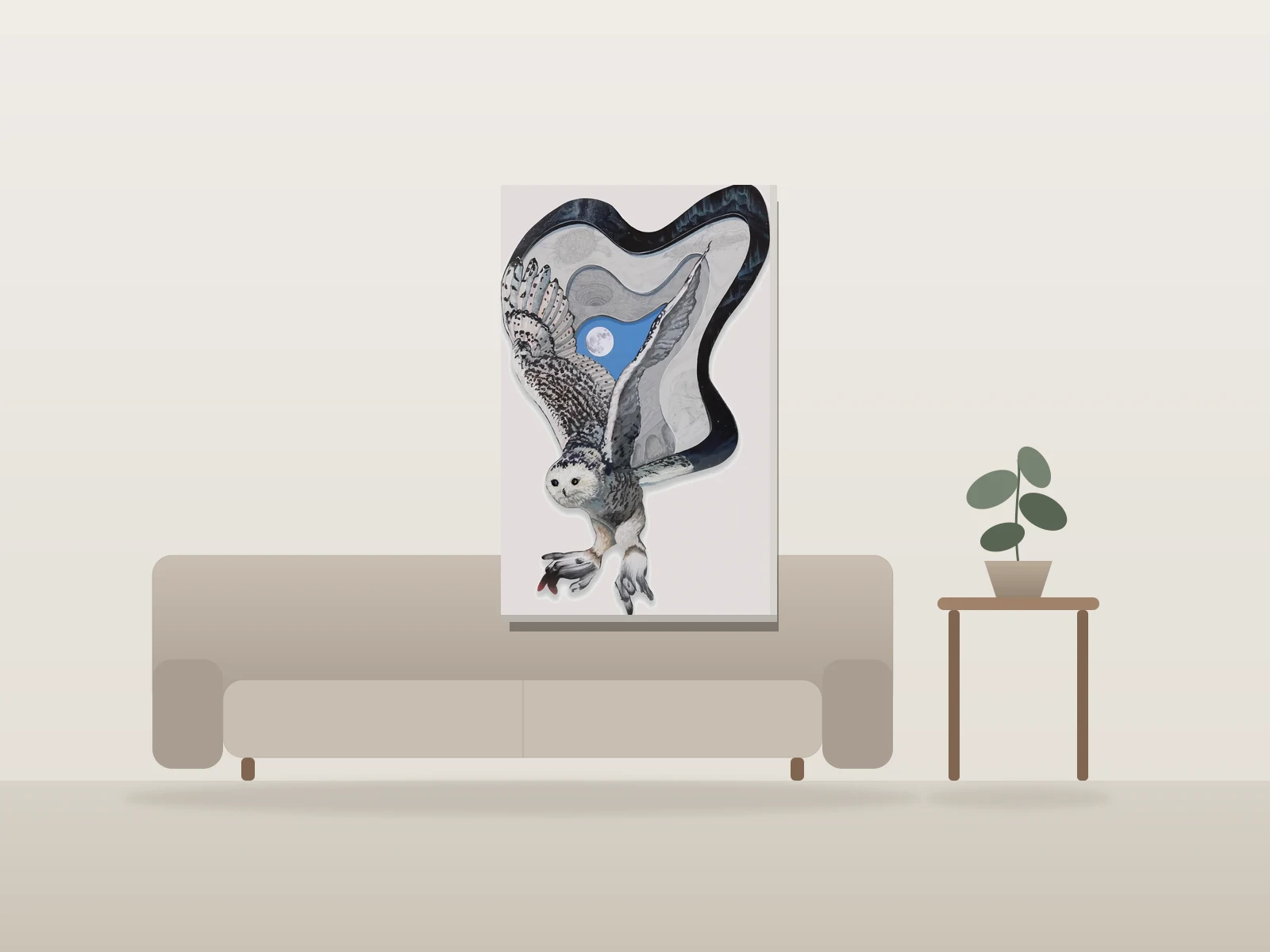 Perdre le nord by Patrick Lamoureux shown to scale in a room