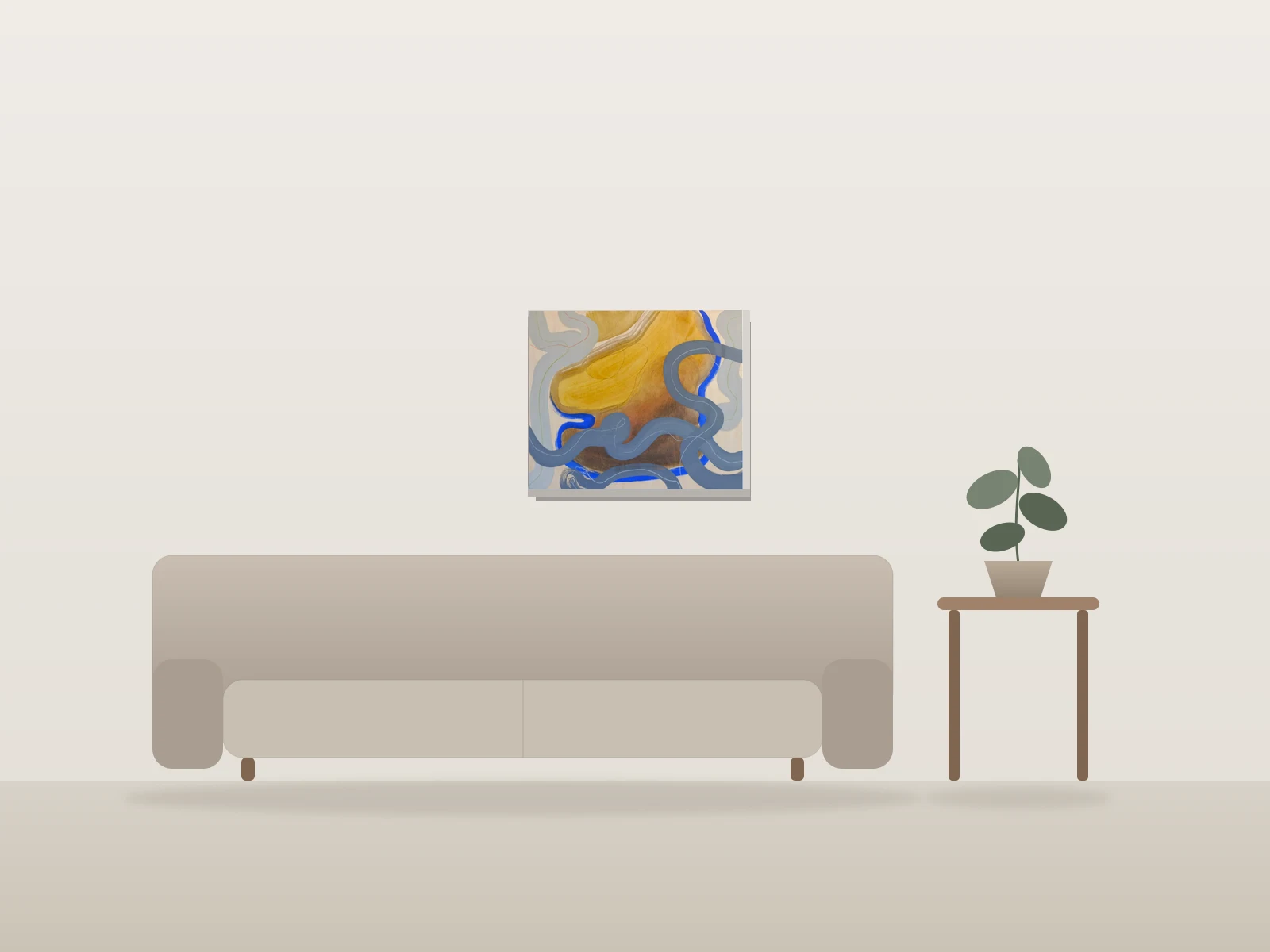 Il y a une tendresse en dessous by Katherine Pires shown to scale in a room