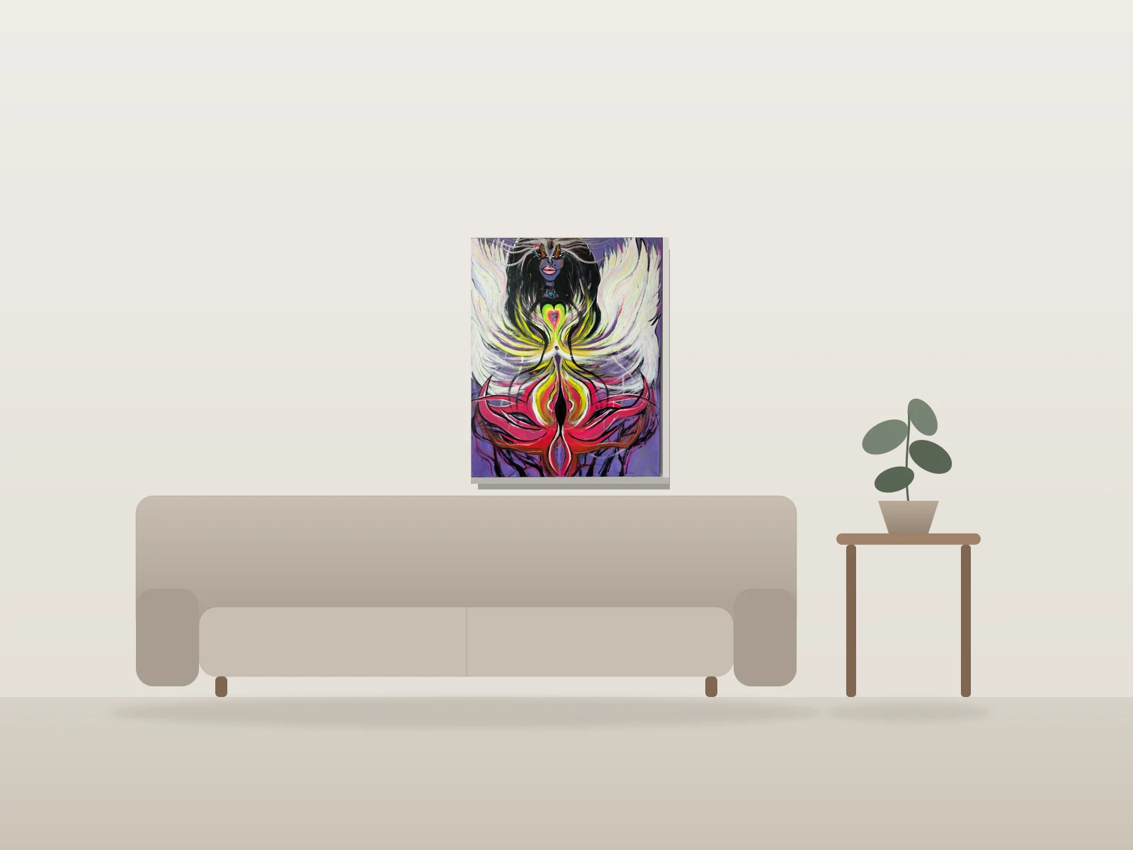 Le Yoni Sacré by Alexandra Hayes shown to scale in a room