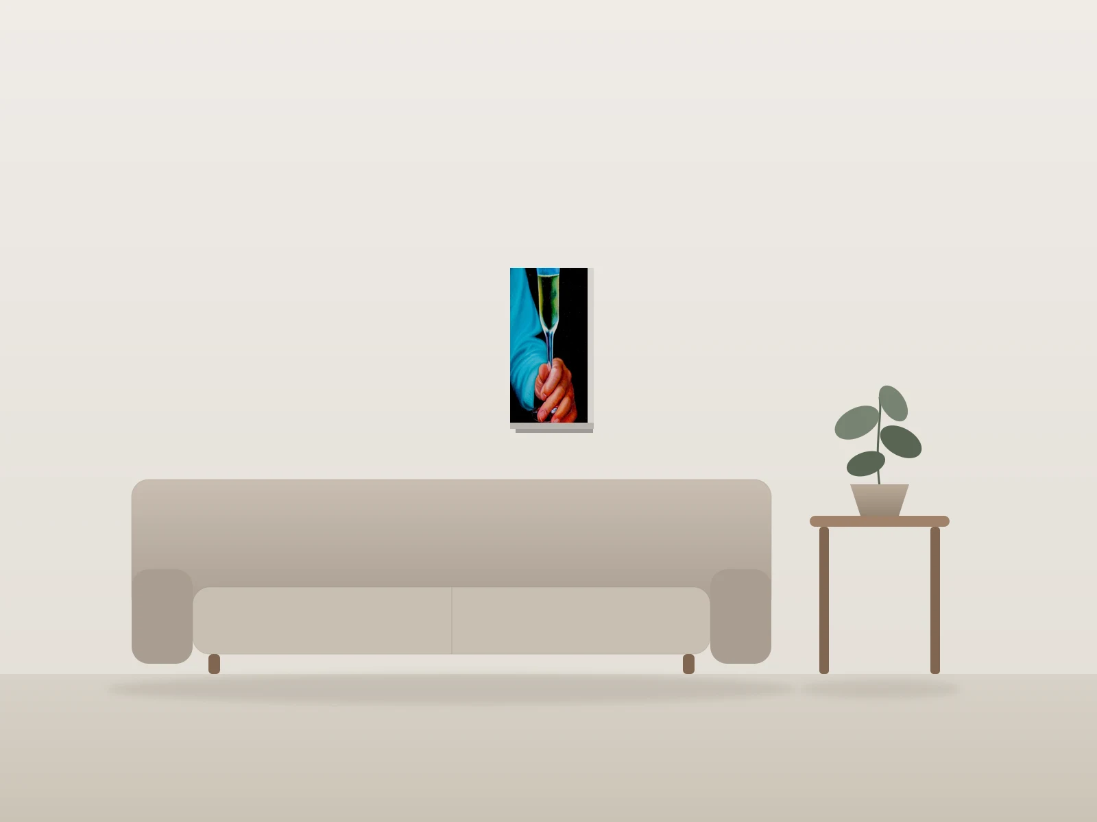 Toast au champagne by Manon Germain shown to scale in a room