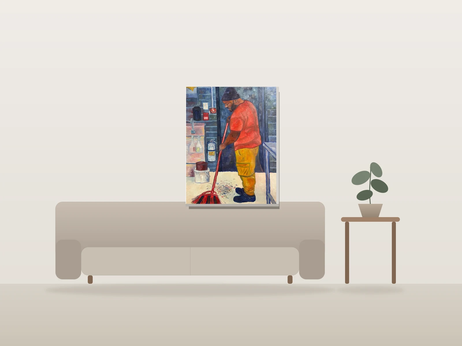 Balai en cuisine by Antoine Viau-Petit shown to scale in a room