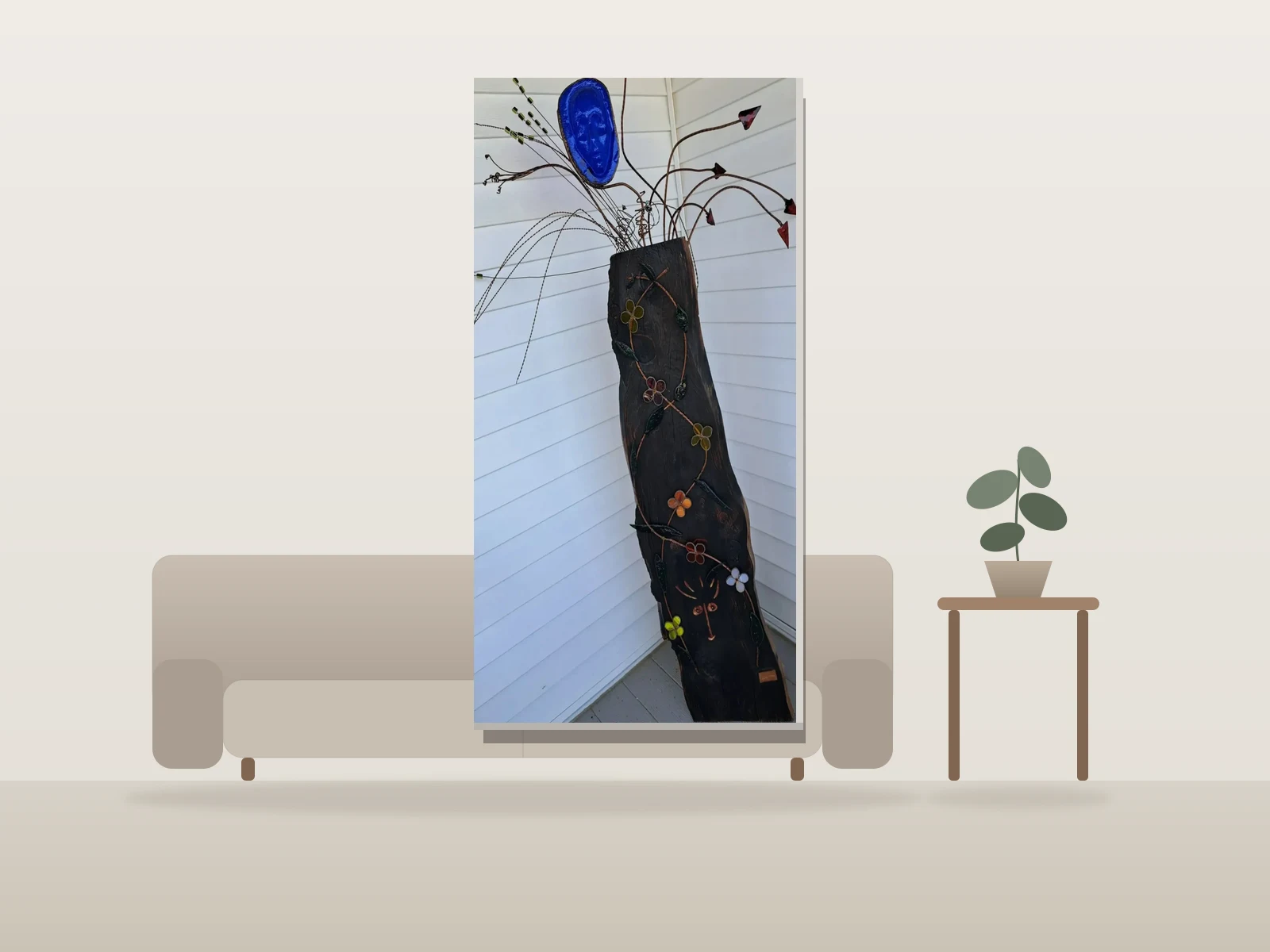 Le bien et le mal by Luc Arsenault shown to scale in a room