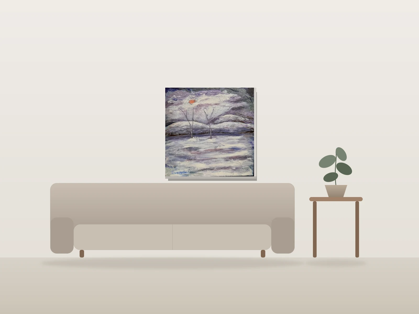 Blanc Silence by Tourangeau shown to scale in a room
