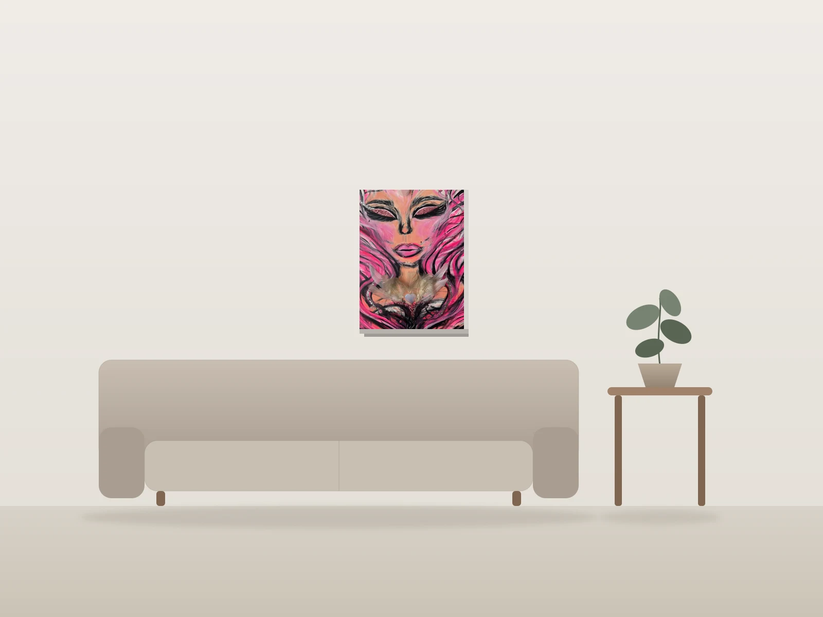 Amour de soi divin by Alexandra Hayes shown to scale in a room