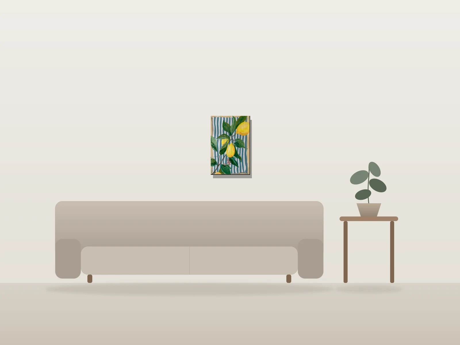 Positano by Amy G shown to scale in a room