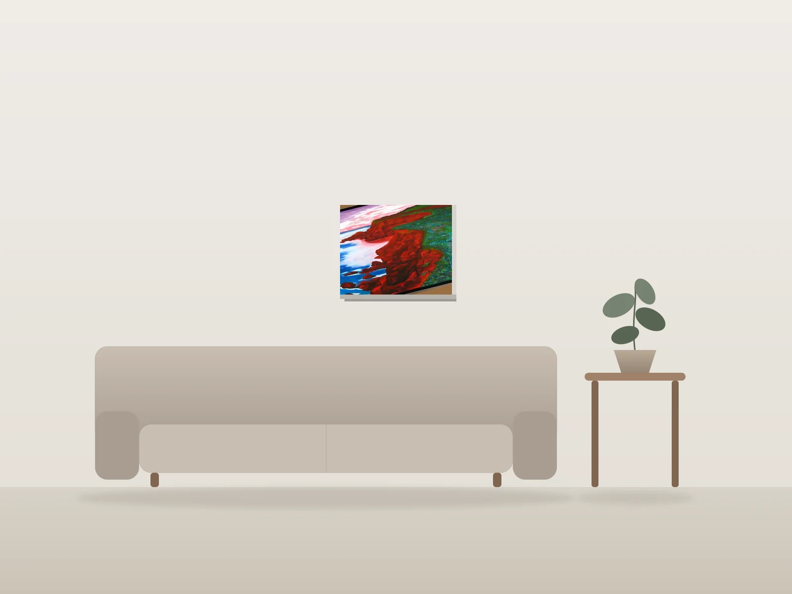 Parc national by Manon Pouliot artiste peintre shown to scale in a room