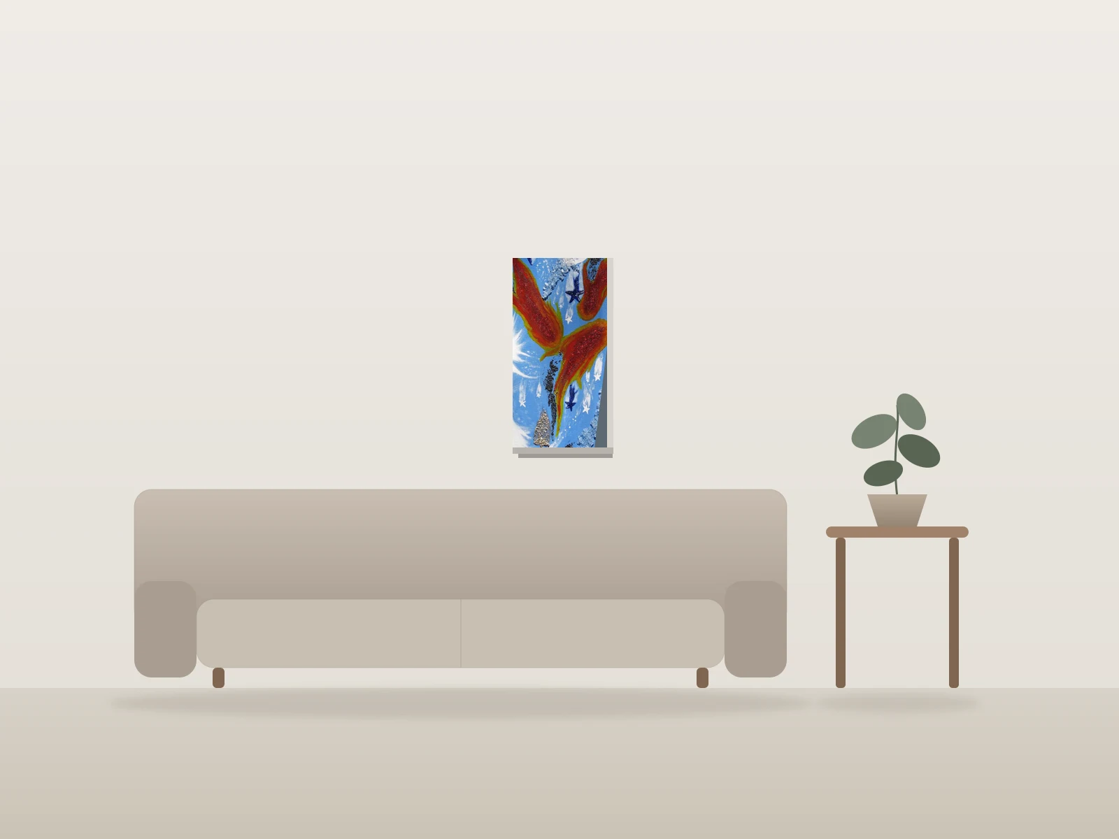 Renaissance by Manon Pouliot artiste peintre shown to scale in a room