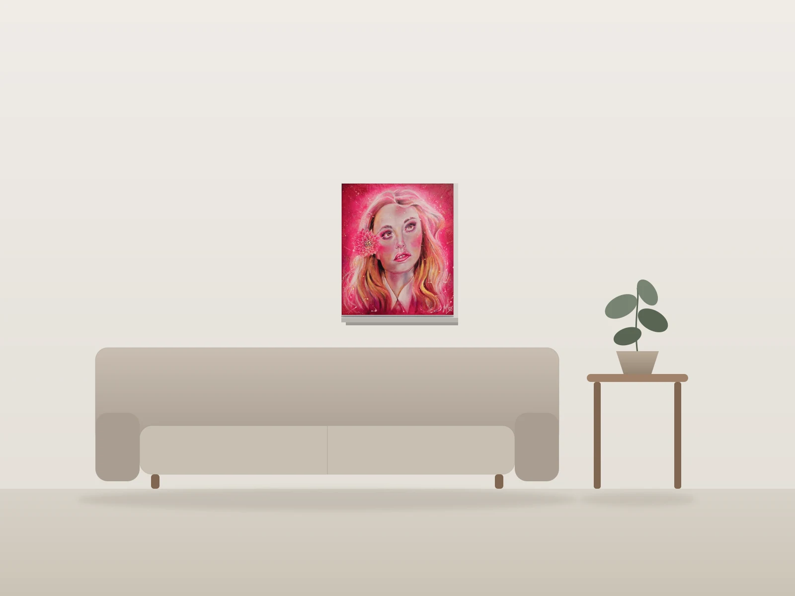 Aimee par MoV Artiste présentée à l'échelle dans une pièce