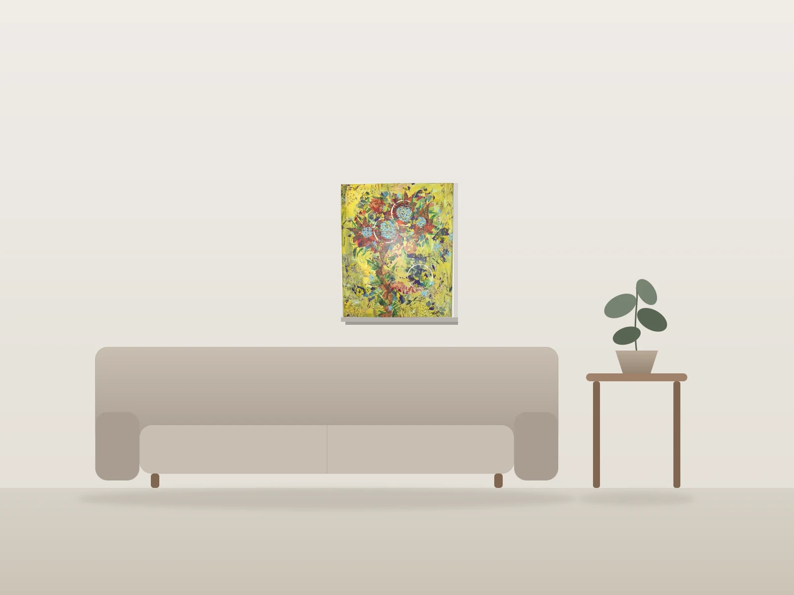 Le jardin d'origine by Nathalie Albertini shown to scale in a room