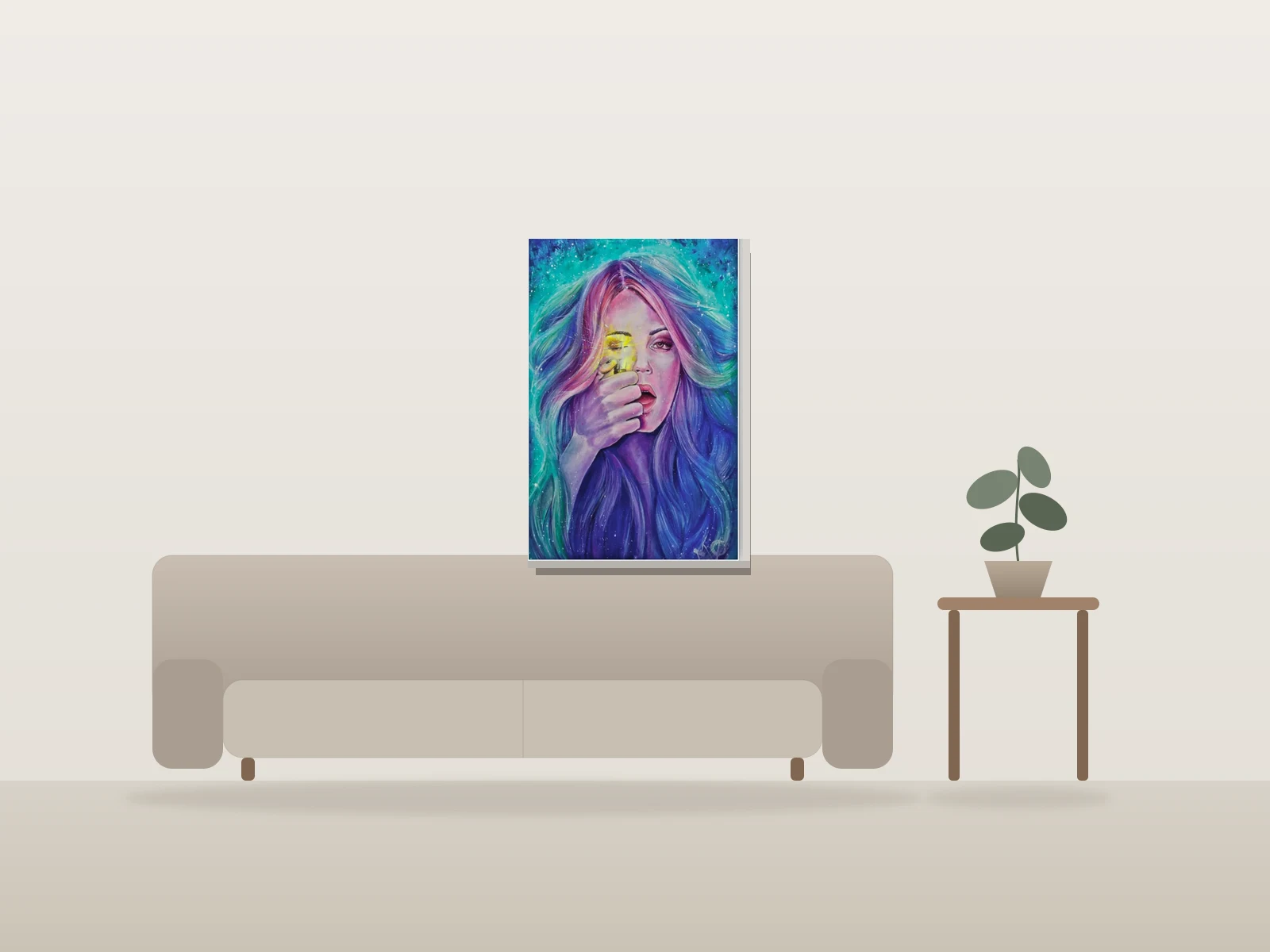 Light buzz by MoV Artiste shown to scale in a room