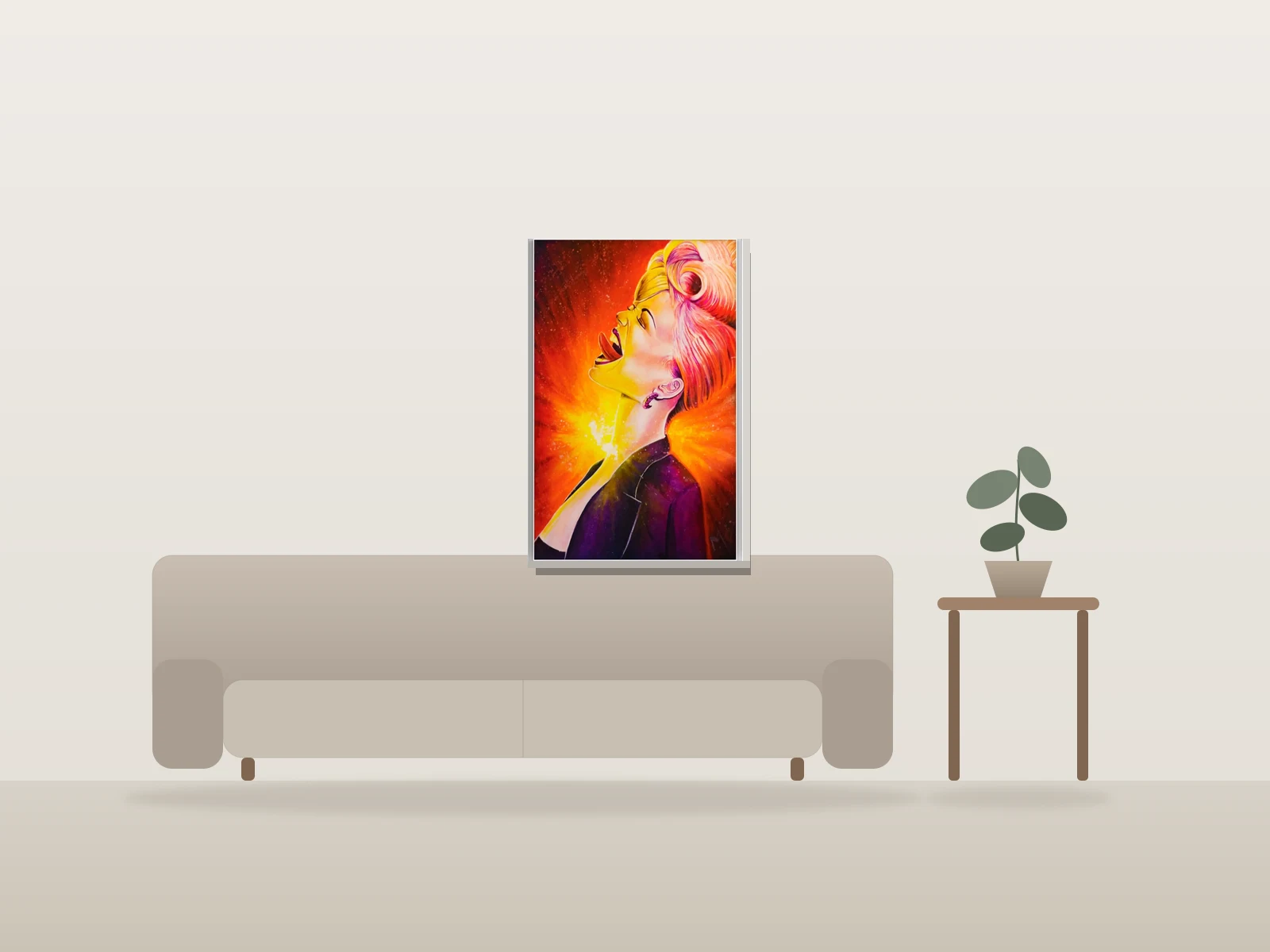 Folle! by MoV Artiste shown to scale in a room