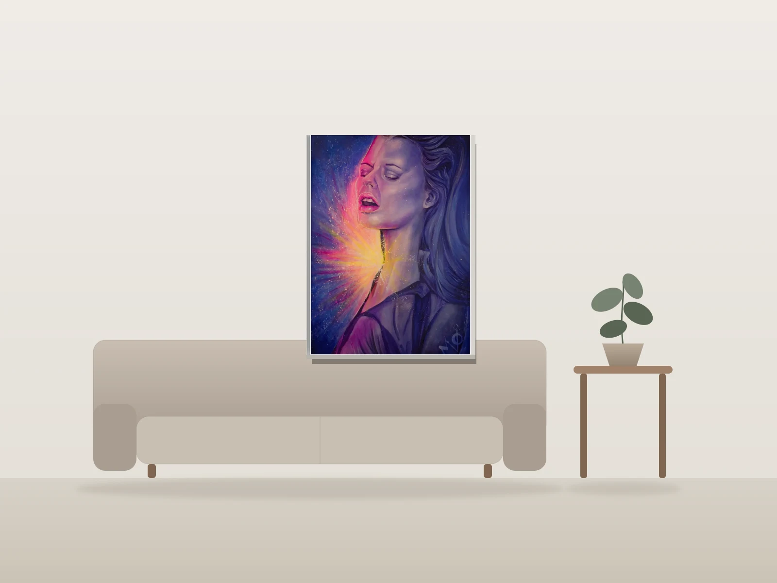 Moment tordu by MoV Artiste shown to scale in a room