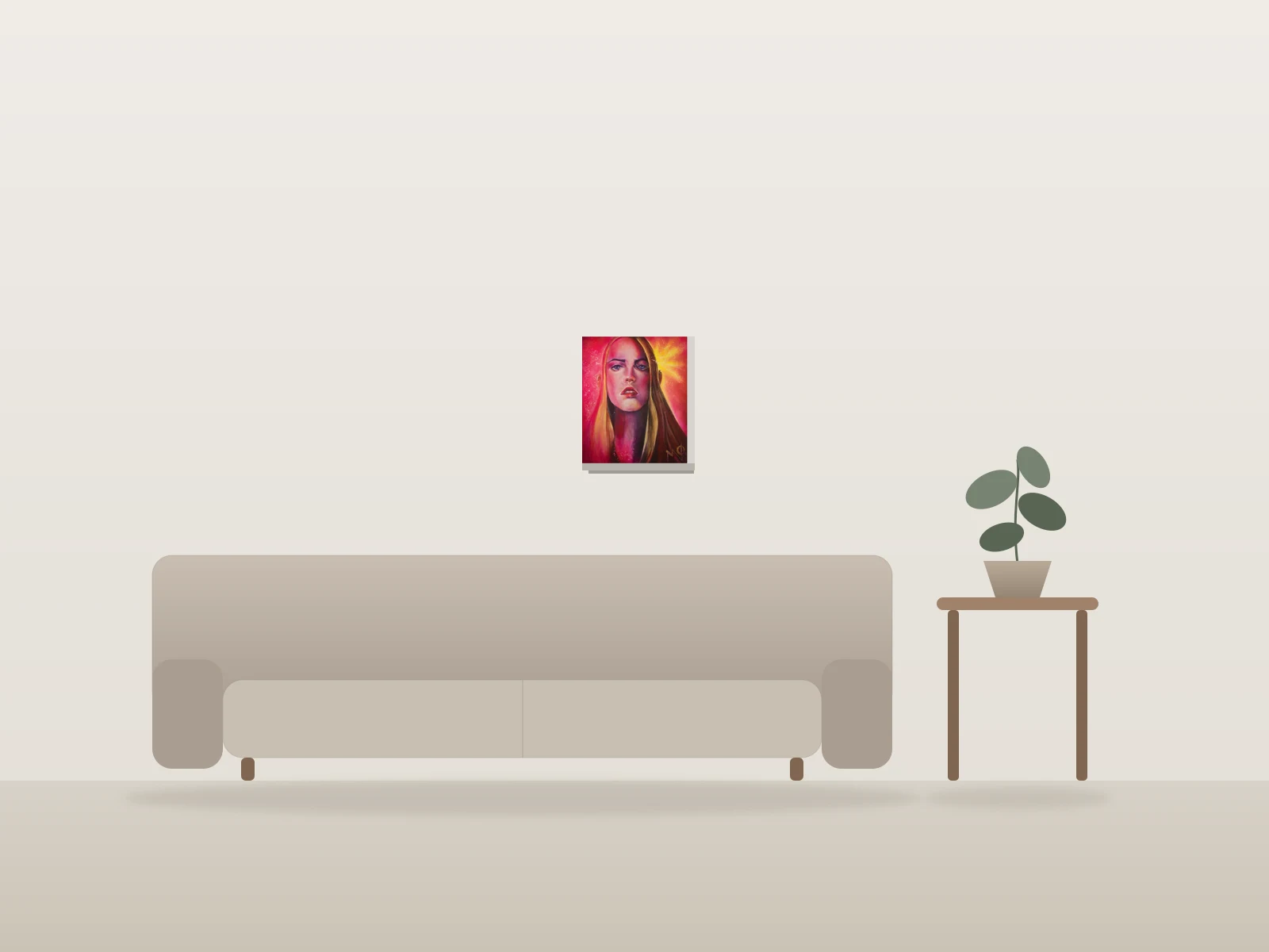 Fanny by MoV Artiste shown to scale in a room