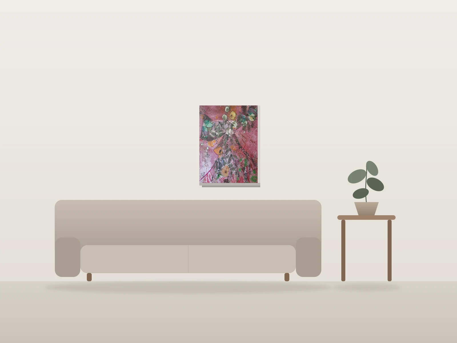 L'ange danse by Nathalie Albertini shown to scale in a room