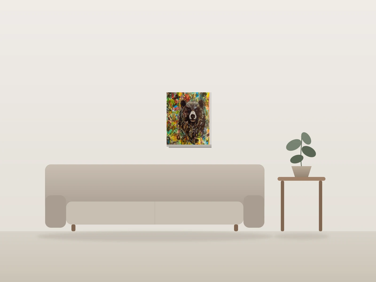 Droit dans les yeux by Nathalie Albertini shown to scale in a room