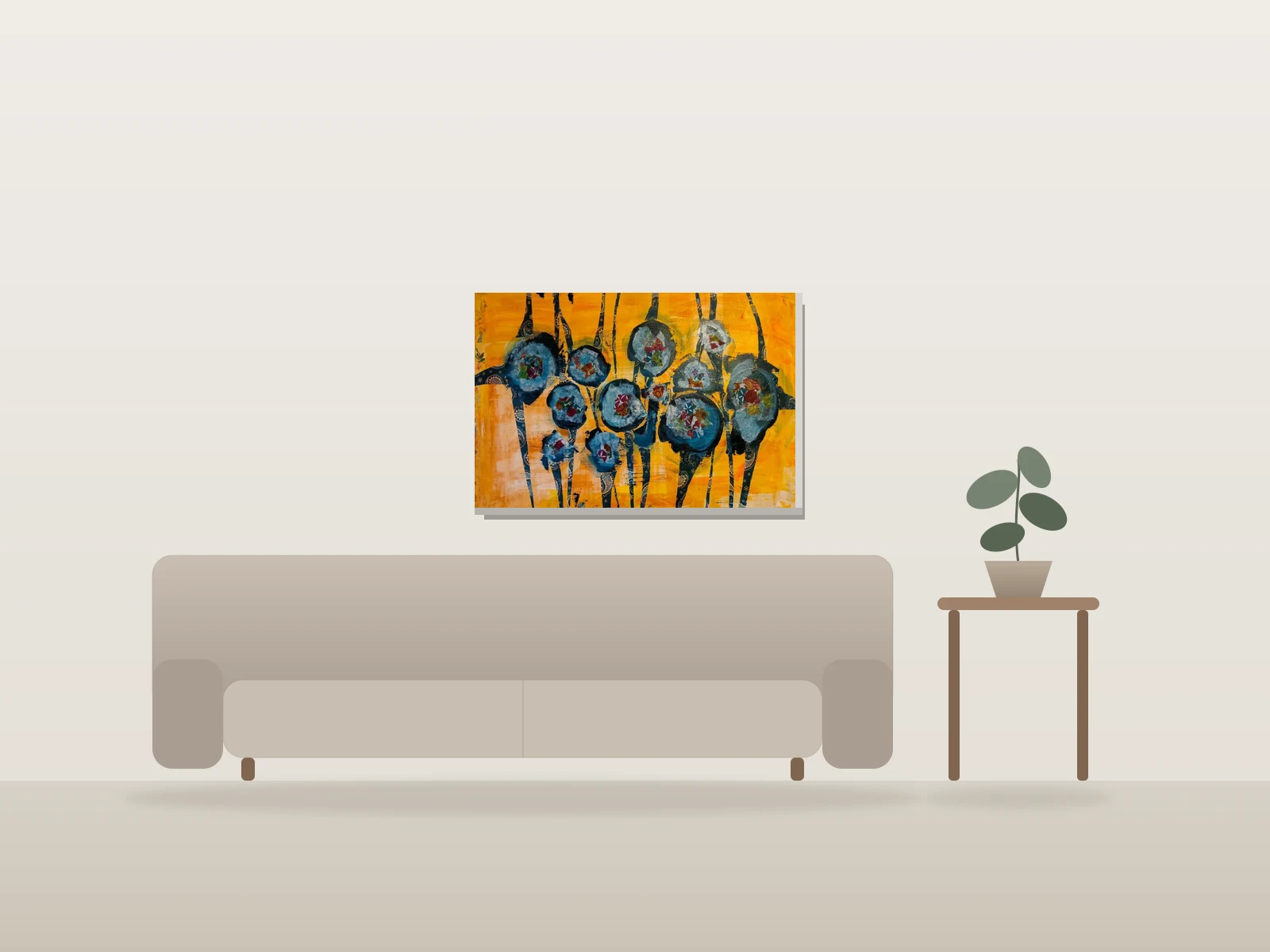 Les bleuesdevants by Nathalie Albertini shown to scale in a room