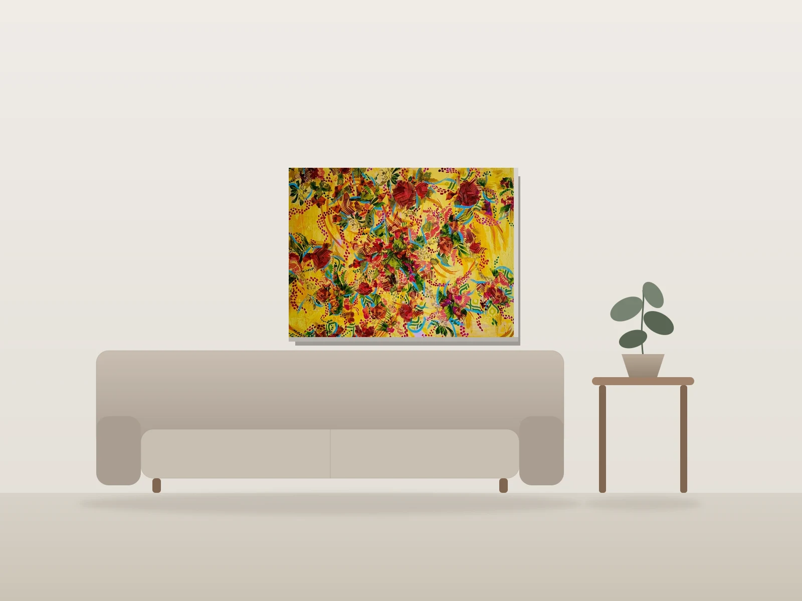 Chercher la fleur by Nathalie Albertini shown to scale in a room