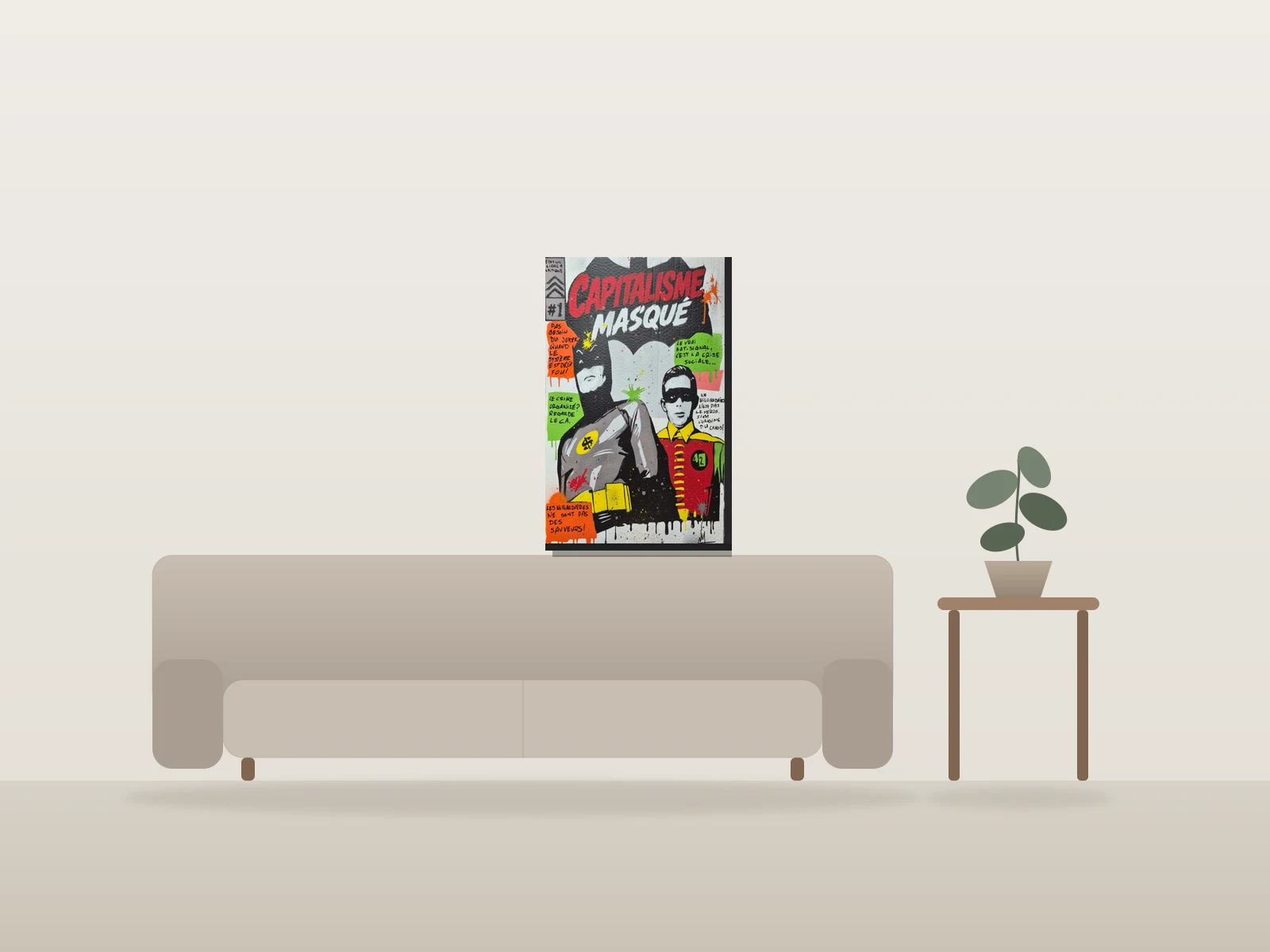 Capitalisme Masqué by m42 shown to scale in a room
