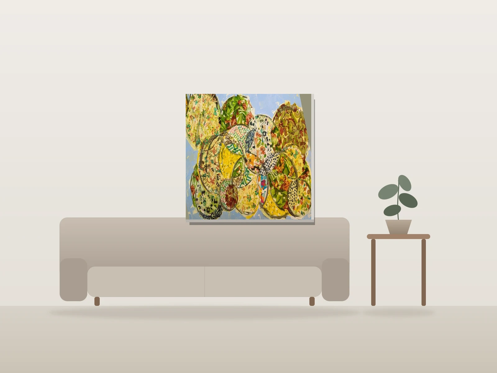 Un zeste bleu by Nathalie Albertini shown to scale in a room