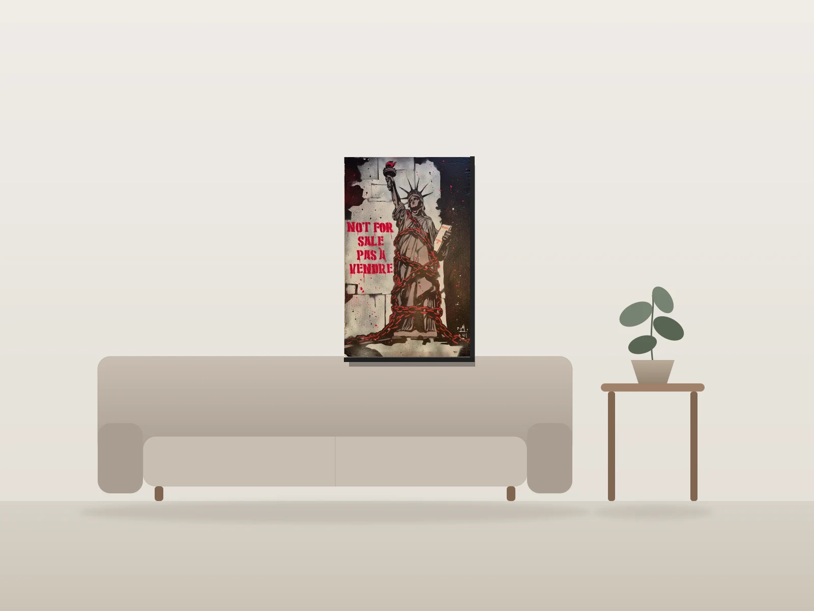 La Liberté n'est pas à vendre by m42 shown to scale in a room